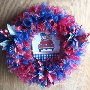Patriotic Door Wreath 18 inch